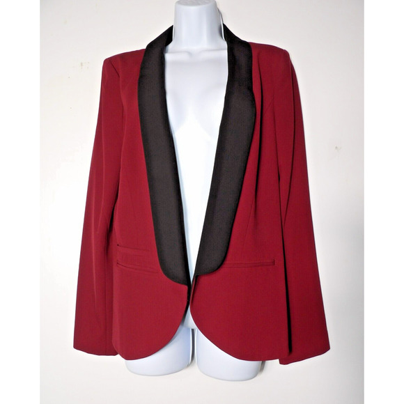 Trouve Blazer Medium Burgundy Wine Black Sport Coat Career Open Style Career - Picture 1 of 12